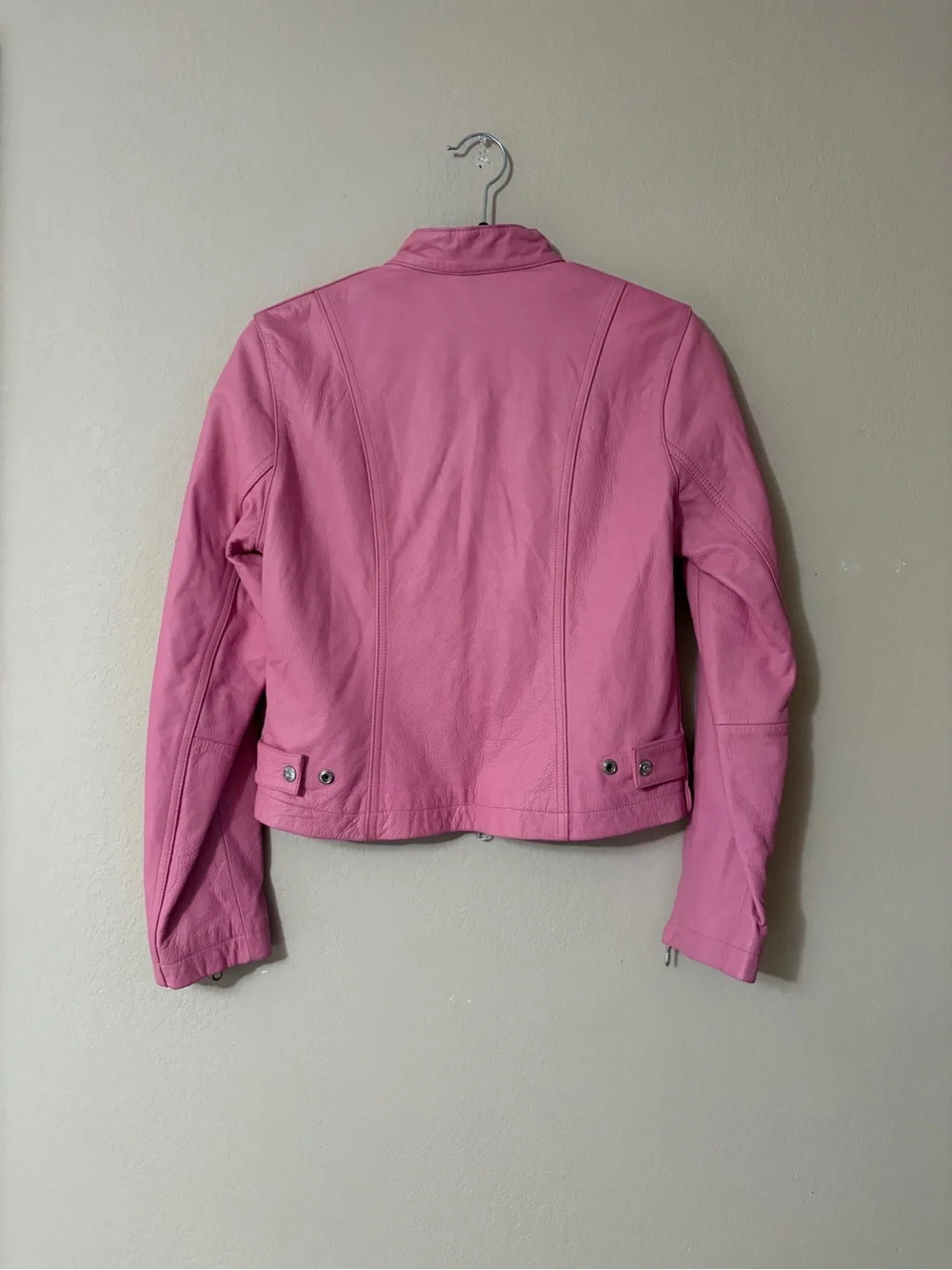 Vintage Wilsons Leather Maxima Pink Moto Jacket Small Y2K Cafe Racer Biker S - Picture 2 of 16
